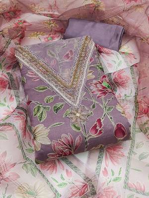 Embroidered Organza Unstitched Dress Material 1