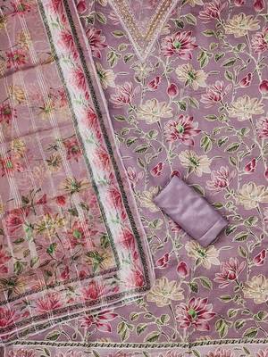 Embroidered Organza Unstitched Dress Material 2