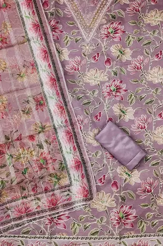 Embroidered Organza Unstitched Dress Material