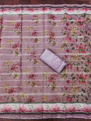 Embroidered Organza Unstitched Dress Material 3