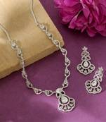 Pristine sterling silver color american diamond necklace set suitable for contemporary dresses