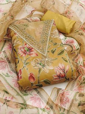 Embroidered Organza Unstitched Dress Material 1