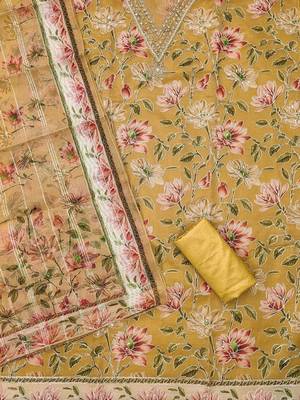 Embroidered Organza Unstitched Dress Material 2