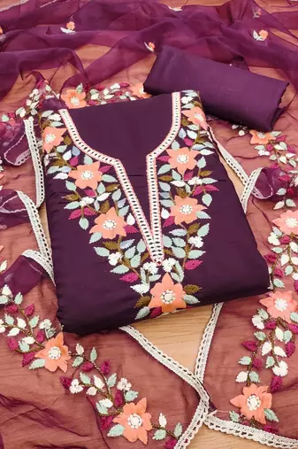 Women Embroidered Unstitched Dress Material