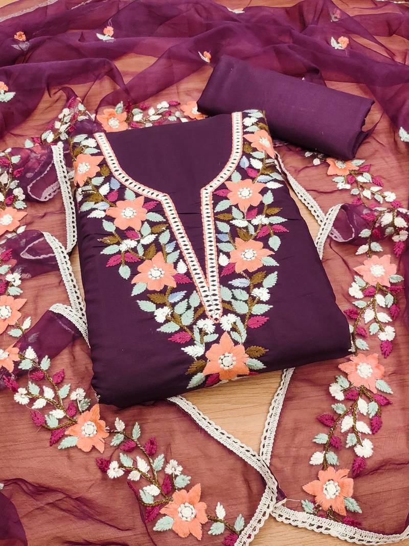 Women Embroidered Unstitched Dress Material