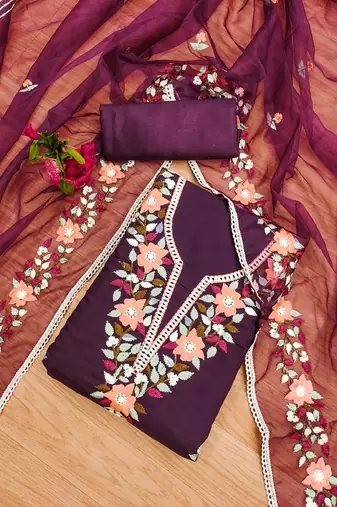 Women Embroidered Unstitched Dress Material