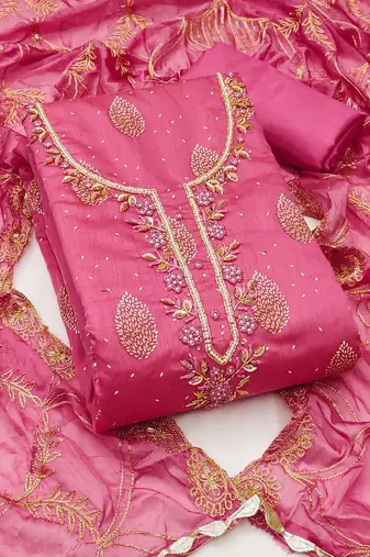 Embellished Unstitched Dress Material