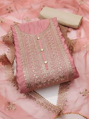 floral embroidered zari work unstitched dress material 2