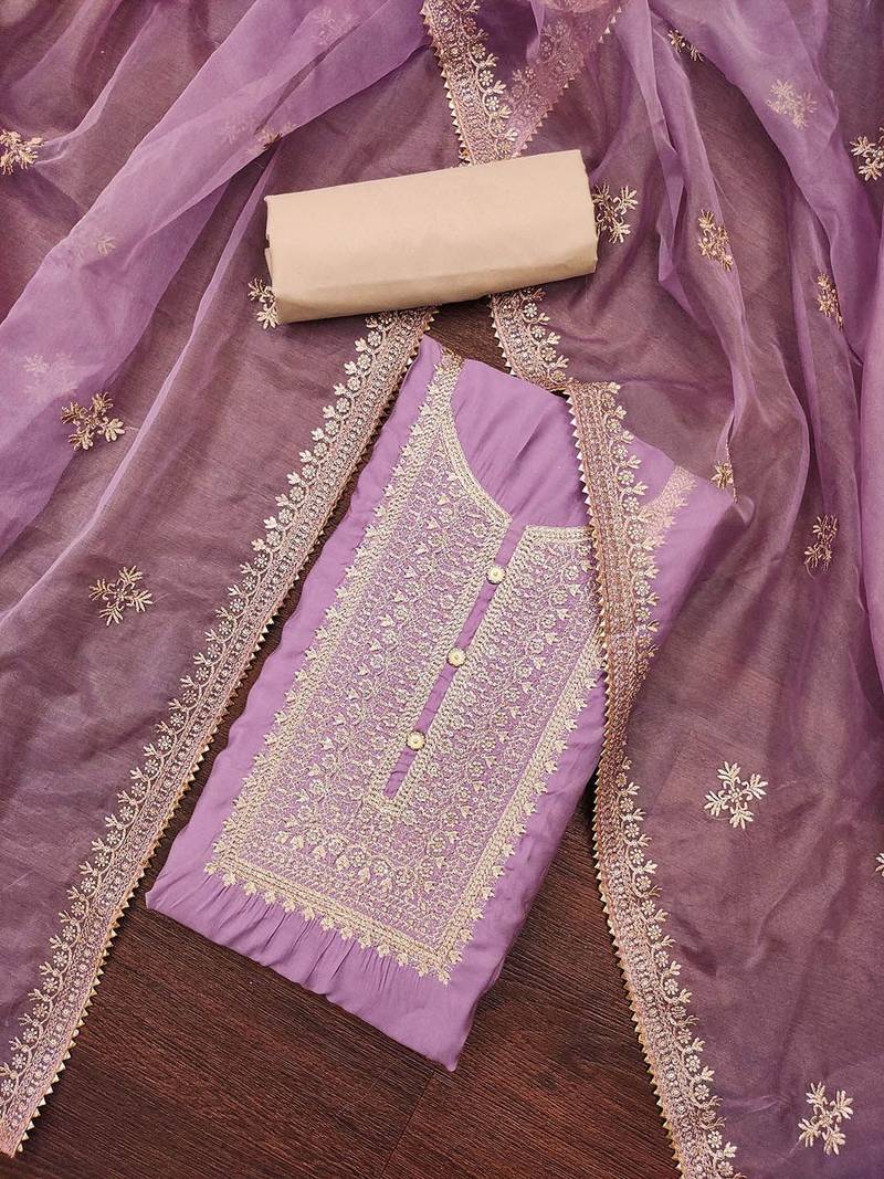 Floral Embroidered Unstitched Dress Material