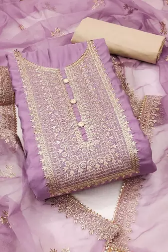 Floral Embroidered Unstitched Dress Material