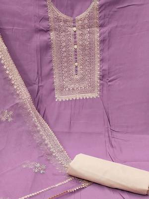 Floral Embroidered Unstitched Dress Material 4