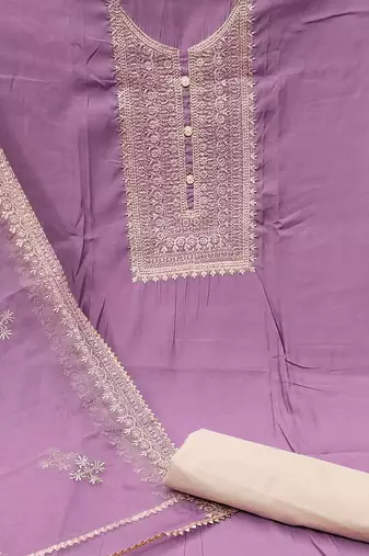 Floral Embroidered Unstitched Dress Material