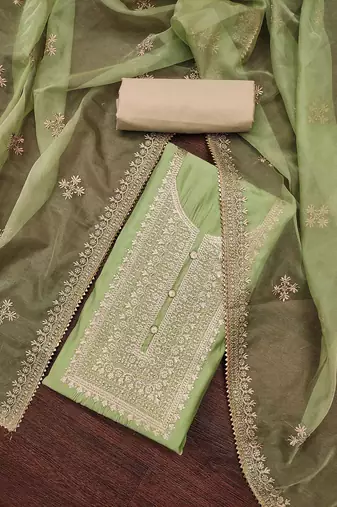 Floral Embroidered Unstitched Dress Material