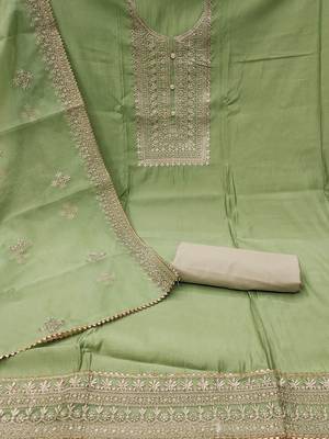 Floral Embroidered Unstitched Dress Material 3