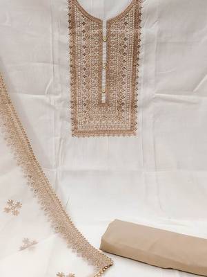 Floral Embroidered Zari Unstitched Dress Material 4