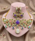 Designer crafts multi color sabyasachi inspired russian stone necklace set for events