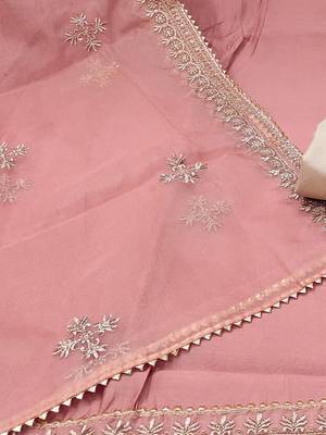 floral embroidered sequinned unstitched dress material 3