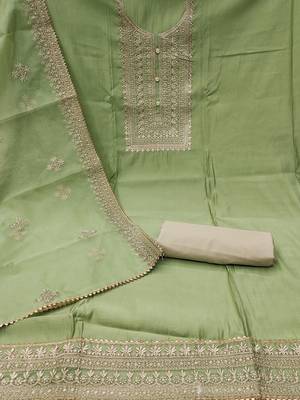 floral embroidered sequinned unstitched dress material 2