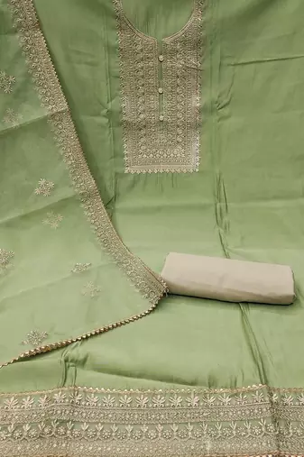Floral Embroidered Sequinned Unstitched Dress Material