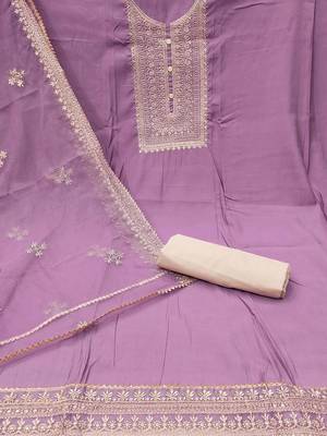 floral embroidered sequinned unstitched dress material 2