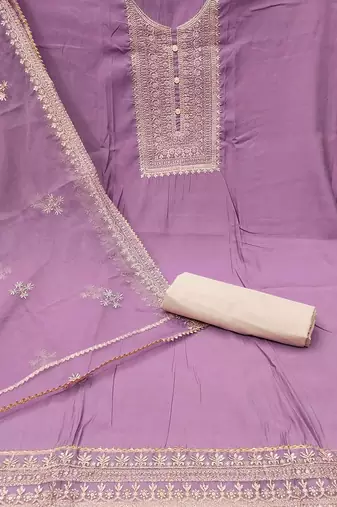Floral Embroidered Sequinned Unstitched Dress Material