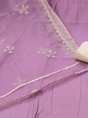 floral embroidered sequinned unstitched dress material 3
