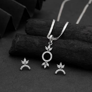 Shimmering fine silver color american diamond necklace set ideal for formal gatherings 1
