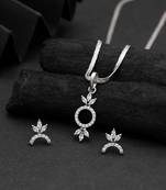 Shimmering fine silver color american diamond necklace set ideal for formal gatherings