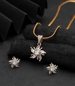 Pure snow white color american diamond pendant set for elegant minimalist outfits