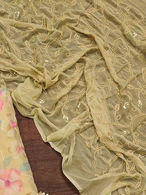 Embroidered Thread Work Sequined Unstitched Dress Material 5