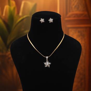 Pure snow white color american diamond pendant set for elegant minimalist outfits 2