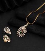 Lush jade green color american diamond pendant set suitable for ethnic outfits
