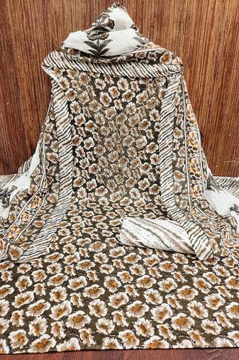 ethnic motifs printed cotton sequinned unstitched dress material