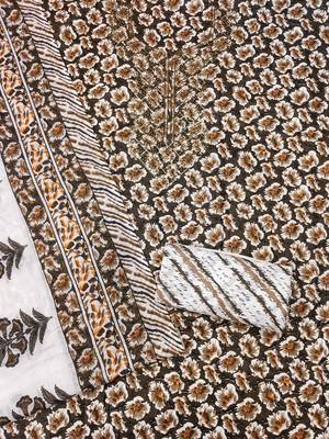 ethnic motifs printed cotton sequinned unstitched dress material 3