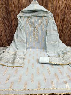 floral embroidered sequinned unstitched dress material 2