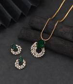 Rich forest green color american diamond pendant set specially made for women