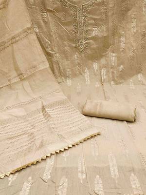 ethnic motifs woven design beads and stones unstitched dress material 3