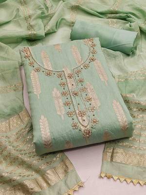 ethnic motifs woven design beads and stones unstitched dress material 1