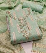ethnic motifs woven design beads and stones unstitched dress material