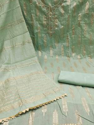 ethnic motifs woven design beads and stones unstitched dress material 3