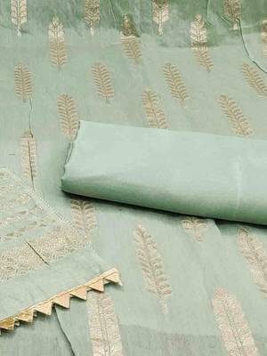 ethnic motifs woven design beads and stones unstitched dress material 4