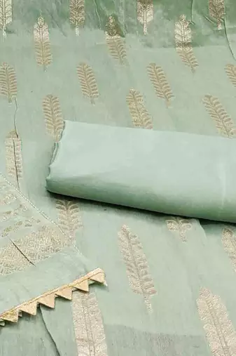 ethnic motifs woven design beads and stones unstitched dress material
