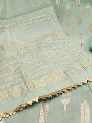 ethnic motifs woven design beads and stones unstitched dress material 5