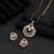 Sophisticated dark green color american diamond pendant set tailored for wedding guests