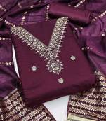 ethnic motifs embroidered sequinned unstitched dress material