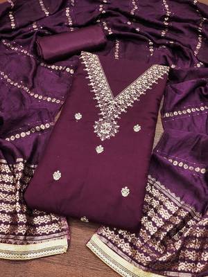 ethnic motifs embroidered sequinned unstitched dress material 2
