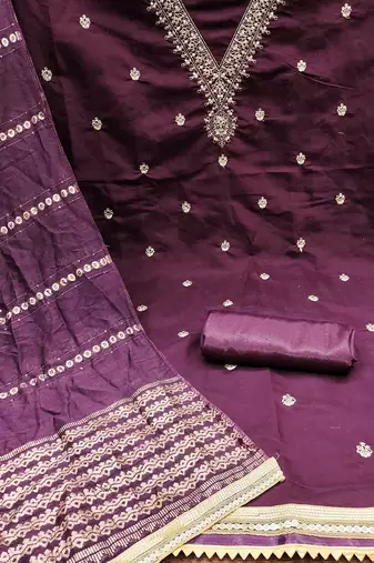 ethnic motifs embroidered sequinned unstitched dress material