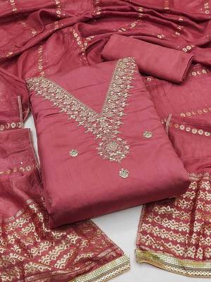 ethnic motifs embroidered sequinned unstitched dress material 2