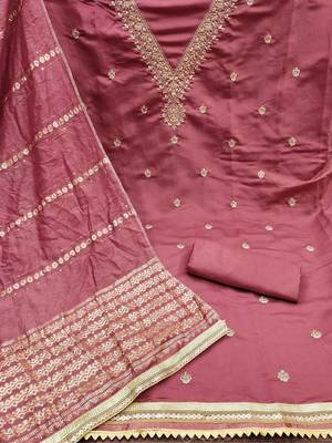 ethnic motifs embroidered sequinned unstitched dress material 4
