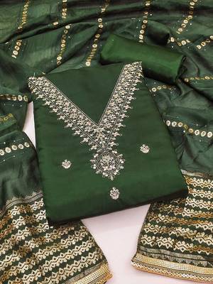 ethnic motifs embroidered sequinned unstitched dress material 2